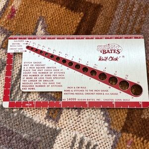 Susan Bates Knit Chek Stitch Measure Gauge All-In-One Knitter’s Aide Red